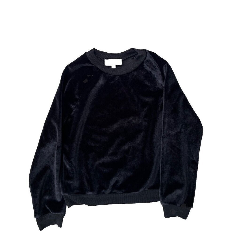 Nasty Gal J.O.A. Womens Black Velvet Plush Little Baby Raglan Sweater Size S - Picture 13 of 16